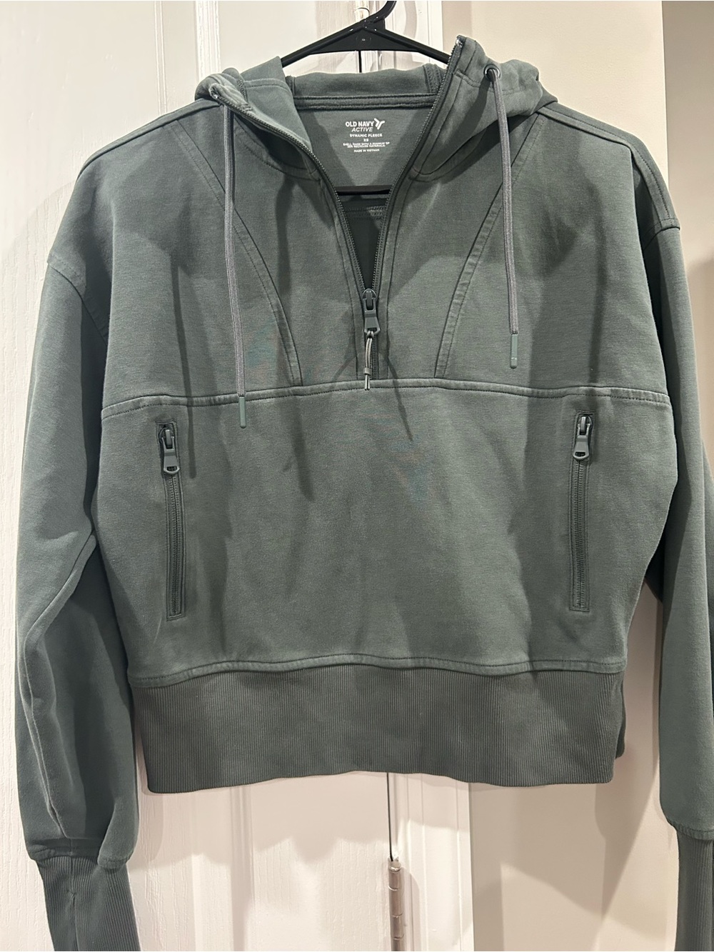Old Navy Women’s Olive Green Quarter-Zip Crop Sweatshirt